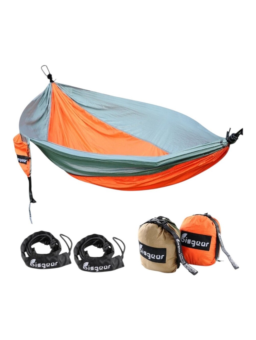 Bisgear Packable Hammock - Orange & Light Gray